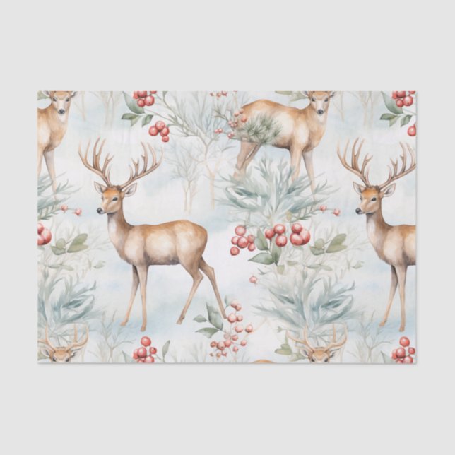 Papel De Seda Padrão de Veado de Natal sem Olhos (Frente )