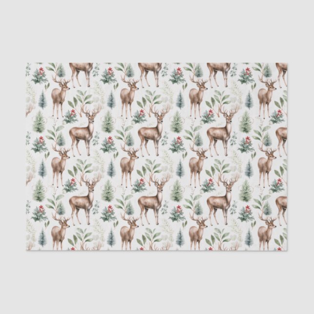 Papel De Seda Padrão de Veado de Natal sem Olhos (Frente )