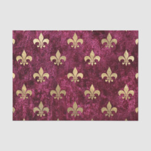 Papel De Seda Padrão de Veludo Vermelho Fleur De Lis Mardi Gras