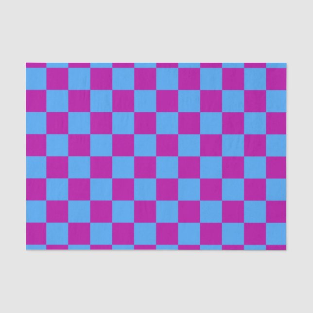 Papel De Seda Padrão de Verificação Azul Roxo Verificado (Frente )