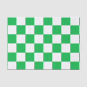 Papel De Seda Padrão de Verificação Branco Verde