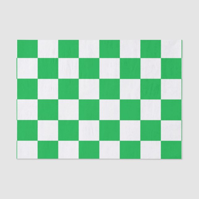 Papel De Seda Padrão de Verificação Branco Verde (Frente )