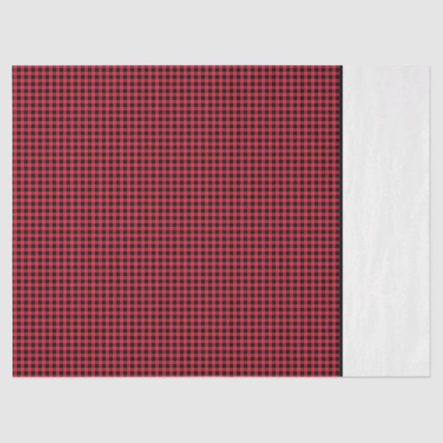 Papel De Seda Padrão de Verificação de Preto Vermelho Natal 2 Cl (Frente )