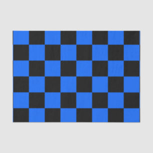 Papel De Seda Padrão de Verificação Preto Azul