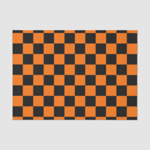 Papel De Seda Padrão de Verificação Preto Laranja
