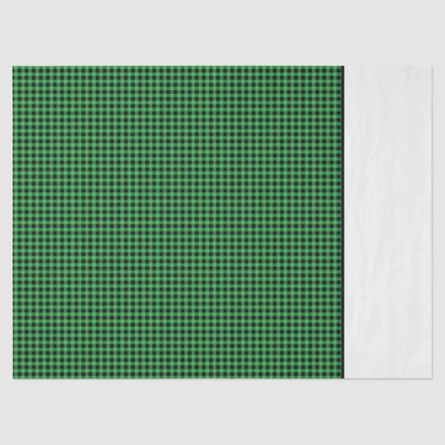 Papel De Seda Padrão de Verificação Preto Verde de Gingham - Doi (Frente )