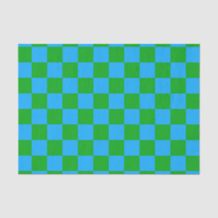 Papel De Seda Padrão de Verificação Verde Azul