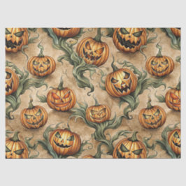 Papel De Seda Padrão de videira de Jack-O-Lantern de Halloween V