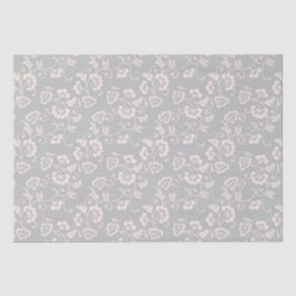 Papel De Seda Padrão de videira floral rosa em cinza