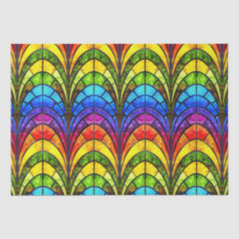 Papel De Seda Padrão de Vidro Colorido Arco-íris Elegante
