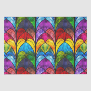 Papel De Seda Padrão de Vidro Colorido Arco-íris Elegante
