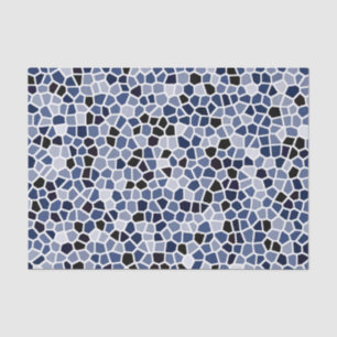 Papel De Seda Padrão de Vidro Colorido Azul Ciano Naval