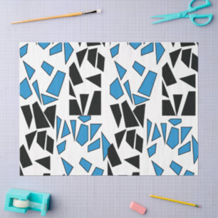 Papel De Seda Padrão de Vidro Manchado Azul Preto