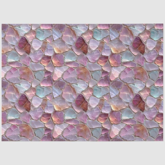 Papel De Seda Padrão de Vidro Marinho Rosa Decoupage (Frente )