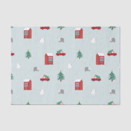 Papel De Seda Padrão de Vila de Natal Fofo