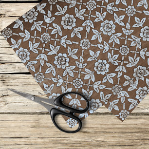 Papel De Seda padrão de vinheta azul e marrom