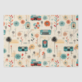 Papel De Seda Padrão de Vintage Floral & Camera (2)