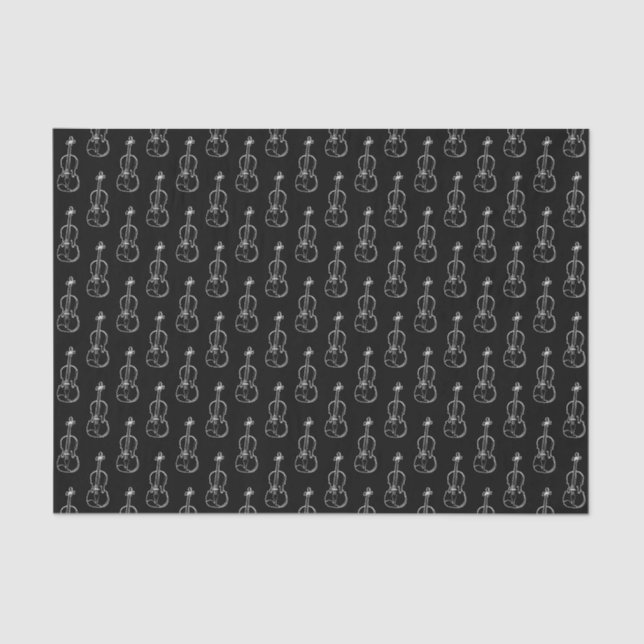 Papel De Seda Padrão de Violino - Preto e Branco (Frente )