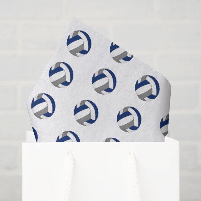 Papel De Seda padrão de vôleis azuis cinza minúsculos (Sacola de presentes)