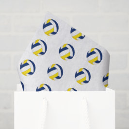 Papel De Seda padrão de vôleis azuis dourados minúsculos