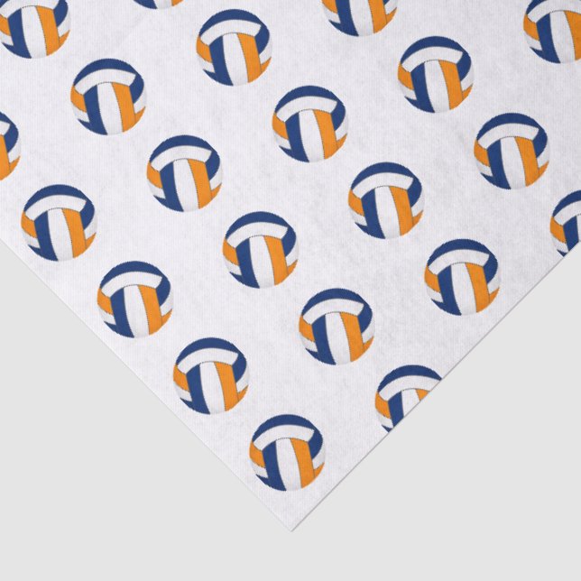 Papel De Seda padrão de vôleis laranja azuis minúsculos (Detalhes)
