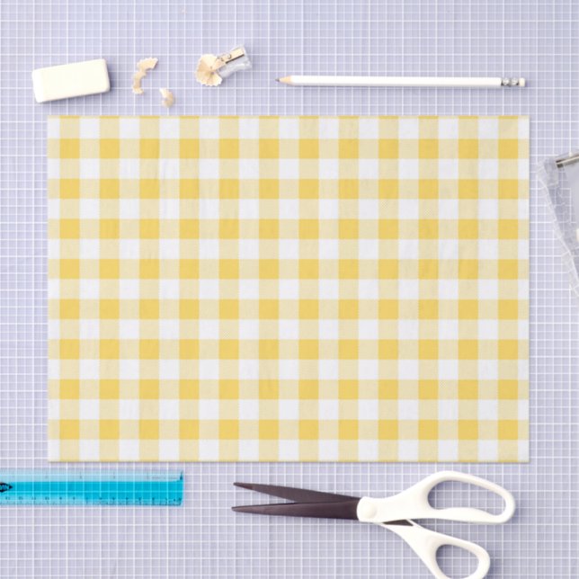 Papel De Seda Padrão de Xadrez Amarelo Moderno (Arte )