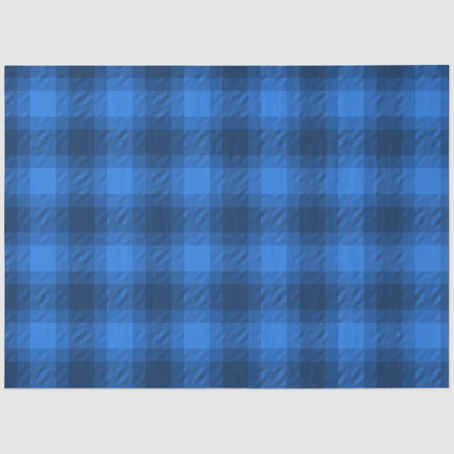 Papel De Seda Padrão de Xadrez azul, Buffalo. (Frente )