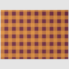 Papel De Seda Padrão de Xadrez de Borgonha Laranja de outono