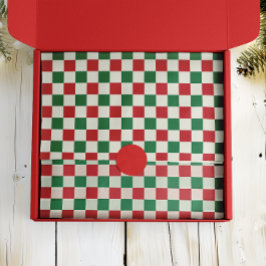 Papel De Seda Padrão de Xadrez de Feriado Retro Vermelho e Verde