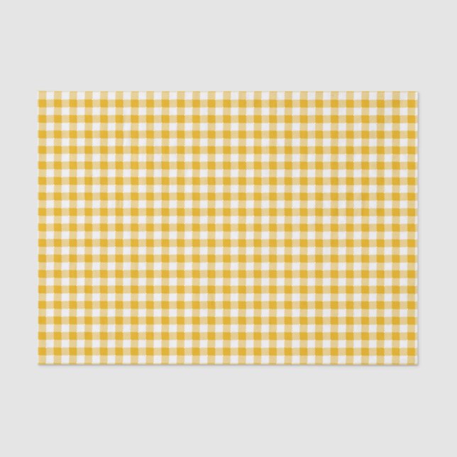 PAPEL DE SEDA PADRÃO DE XADREZ DE GINGHAM AMARELO E BRANCO (Frente )