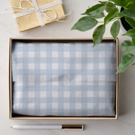 Papel De Seda Padrão de Xadrez de Gingham Azul Minimalista