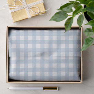 Papel De Seda Padrão de Xadrez de Gingham Azul Minimalista