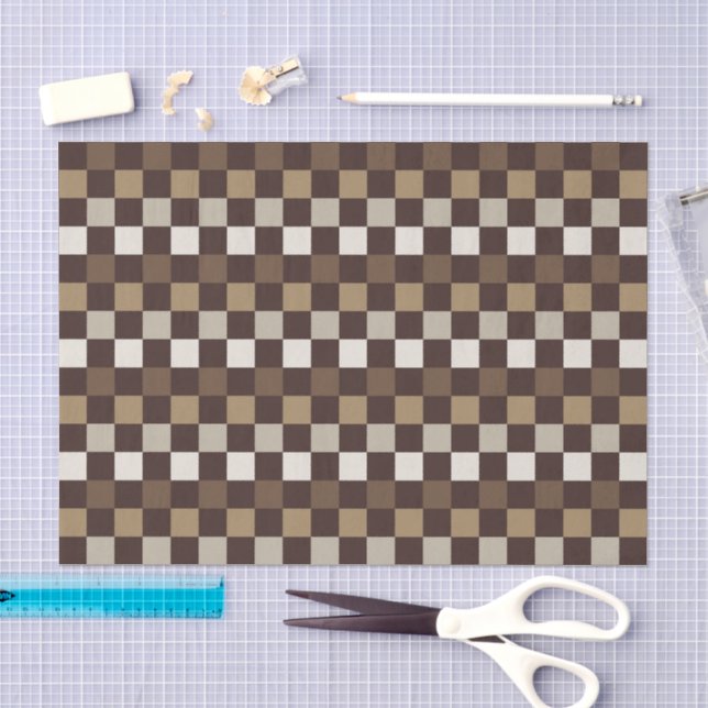 Papel De Seda Padrão de xadrez de minerais terrosos (Arte )