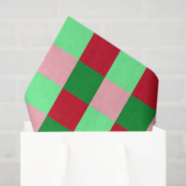 Papel De Seda Padrão de xadrez de Natal contemporâneo
