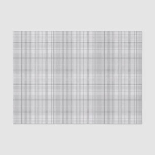 Papel De Seda Padrão de Xadrez em Tartan Branco e Cinza Impresso
