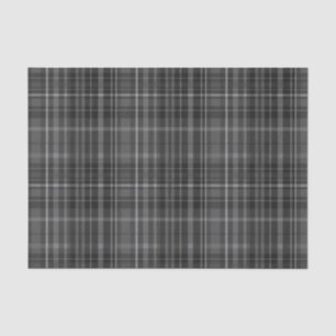 Papel De Seda Padrão de Xadrez em Tartan Preto e Cinza Impresso