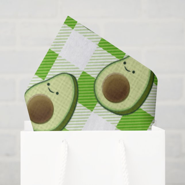 Papel De Seda Padrão de Xadrez Verde Avocado Tartan (Sacola de presentes)