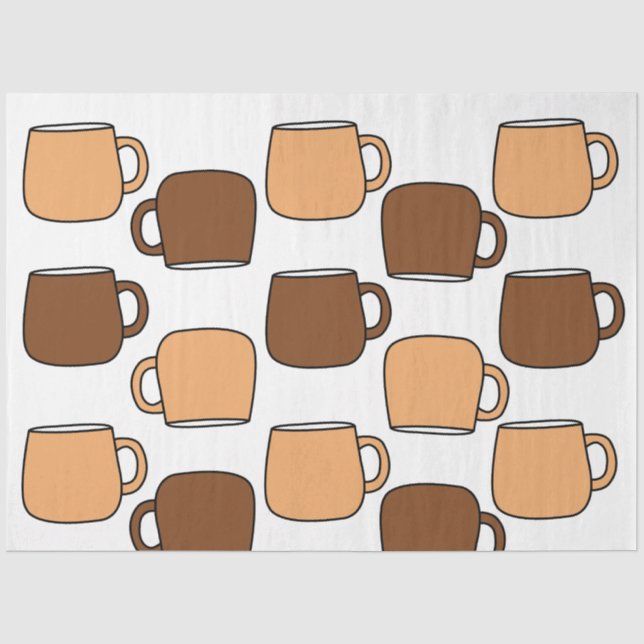 Papel De Seda Padrão de Xícara de Café (Frente )