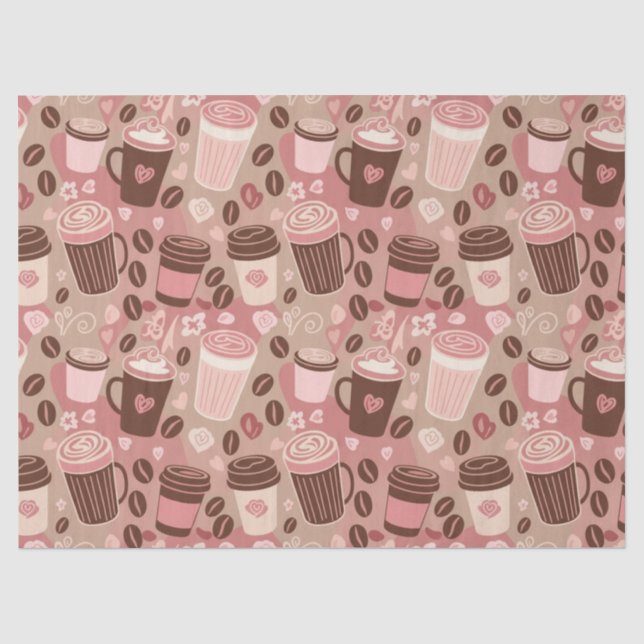 Papel De Seda Padrão de Xícara de Café Aconchegante (5) (Frente )