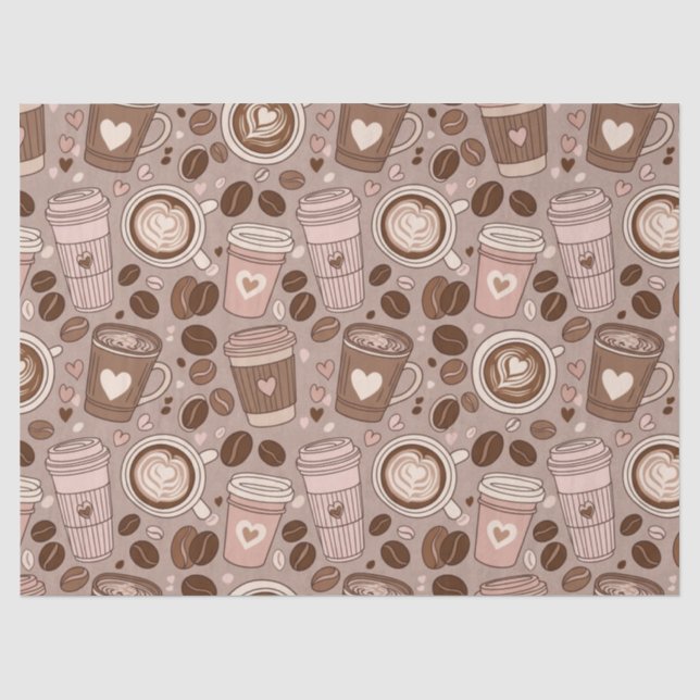Papel De Seda Padrão de Xícara de Café Aconchegante (6) (Frente )