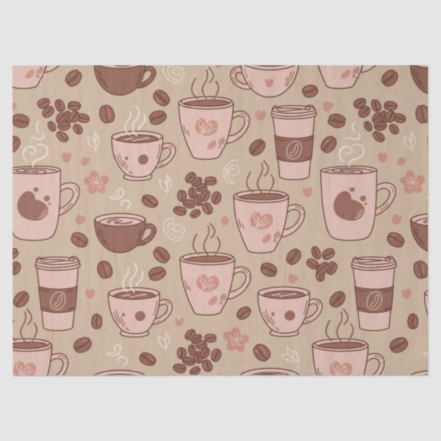 Papel De Seda Padrão de Xícara de Café Aconchegante (7) (Frente )