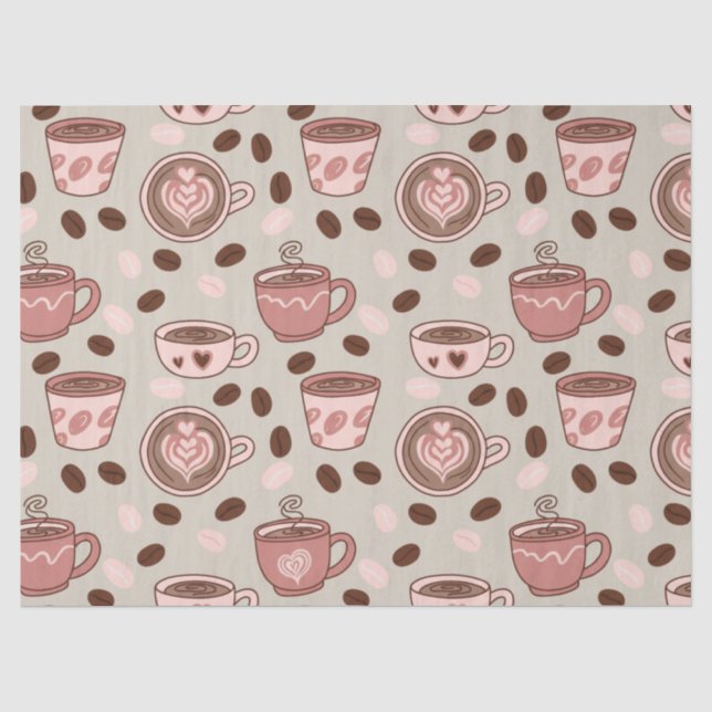 Papel De Seda Padrão de Xícara de Café Aconchegante (9) (Frente )