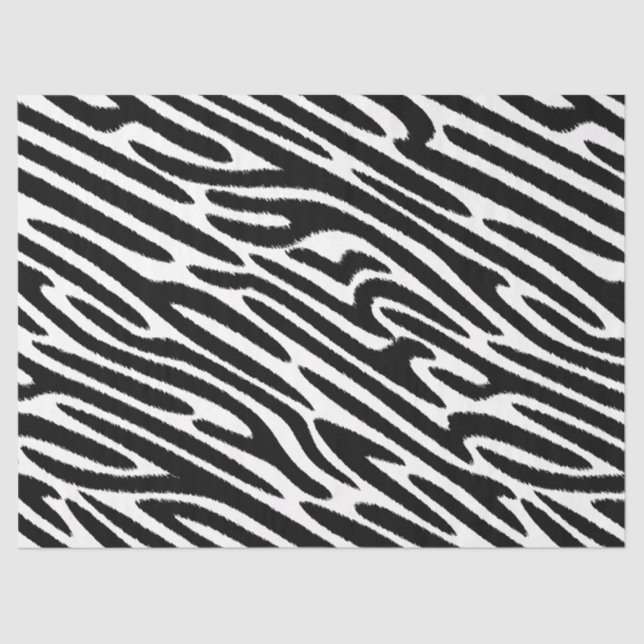 Papel De Seda Padrão de Zebra abstrato preto e branco (Frente )