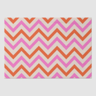 Papel De Seda Padrão de zigue-zague Chevron rosa e laranja