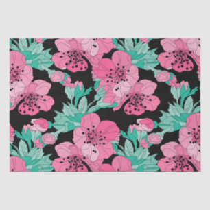 Papel De Seda Padrão Decorativo De Flor De Cereja Desenhado À Mã