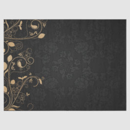 Papel De Seda Padrão Decorativo Preto e Dourado