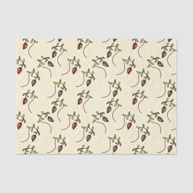 Papel De Seda Padrão decorativo verde-oliva (Frente )
