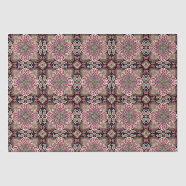 Papel De Seda Padrão do Azulejo Mandala (Frente )