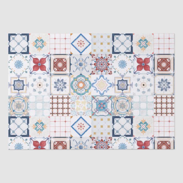 Papel De Seda Padrão do Azulejo marroquino (Frente )