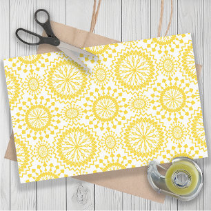 Papel De Seda Padrão do Círculo Branco Amarelo Russo